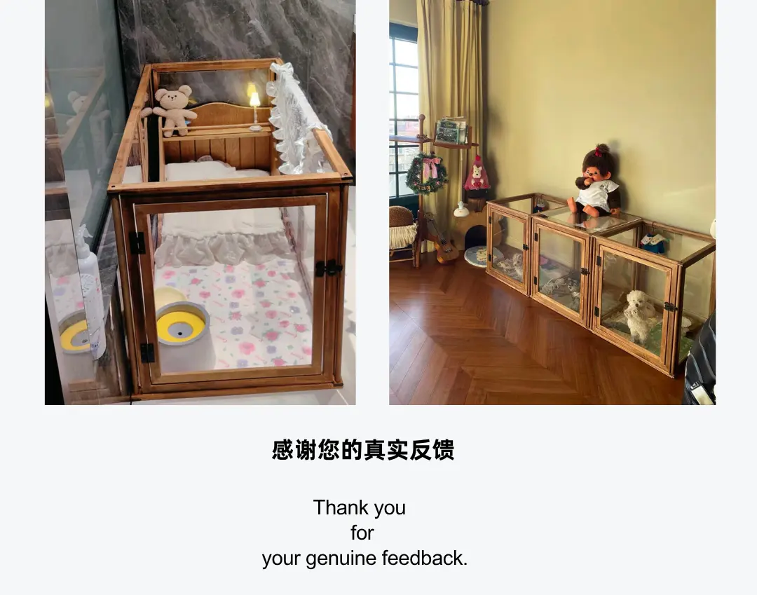 pet playpen for small dogs in a customer's home - Solid Wood Transparent Pet Playpen